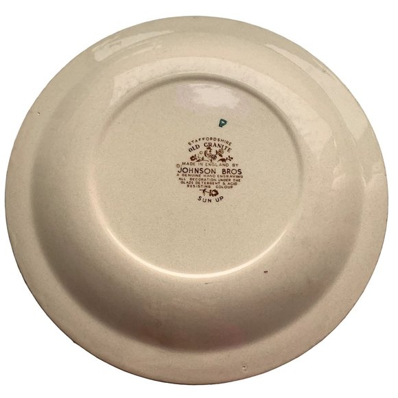 Johnson Bros Staffordshire Old Granite Sun Up Rooster 10" Dinner Plate VINTAGE - Picture 2 of 9